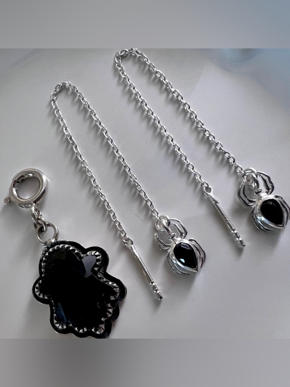 Krush Kandy Sterling Silver 925 Onyx Halloween theme Earrings and Pendant charm - Picture 9 of 11